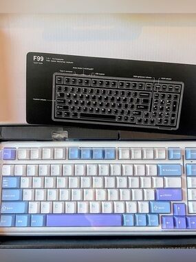 AULA F99 Light Up Mechanical Keyboard - White + Blue + Purple